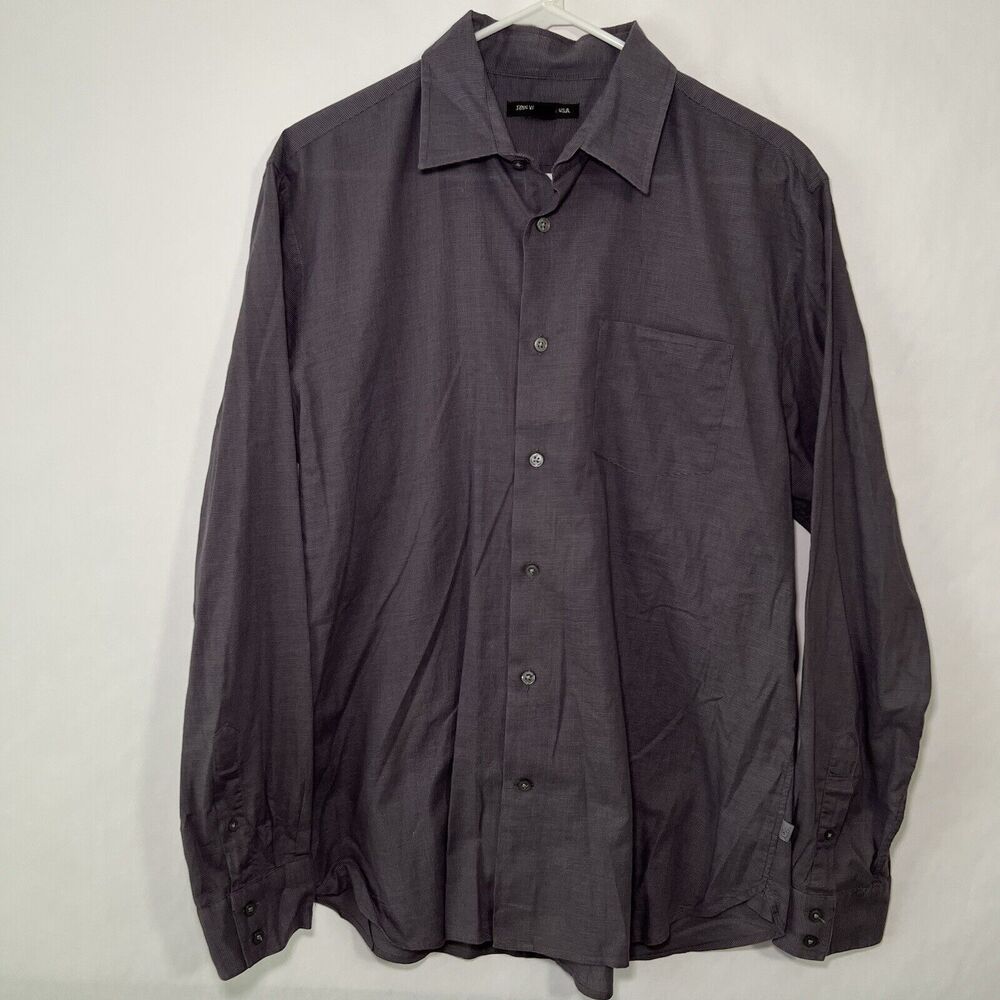 John Varvatos Button Up Shirt Mens Size Medium Purple Houndstooth Lightweight LS